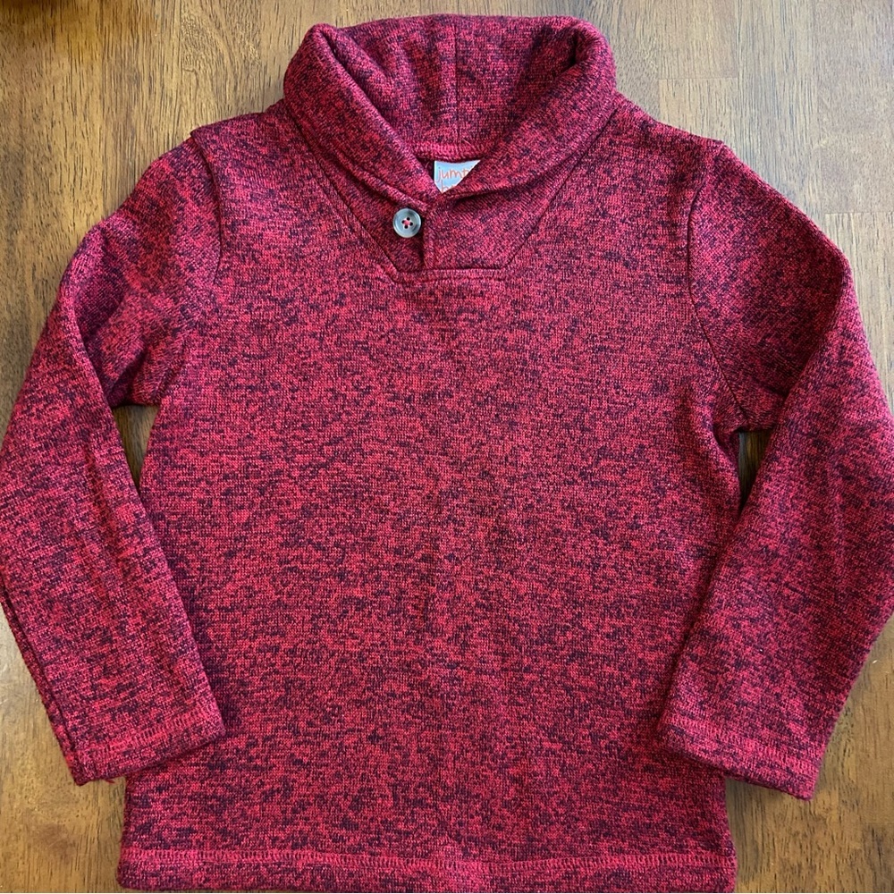 Shawl Collar Pullover Sweater | Red Marled Knit | Boys 5T | Jumping Beans